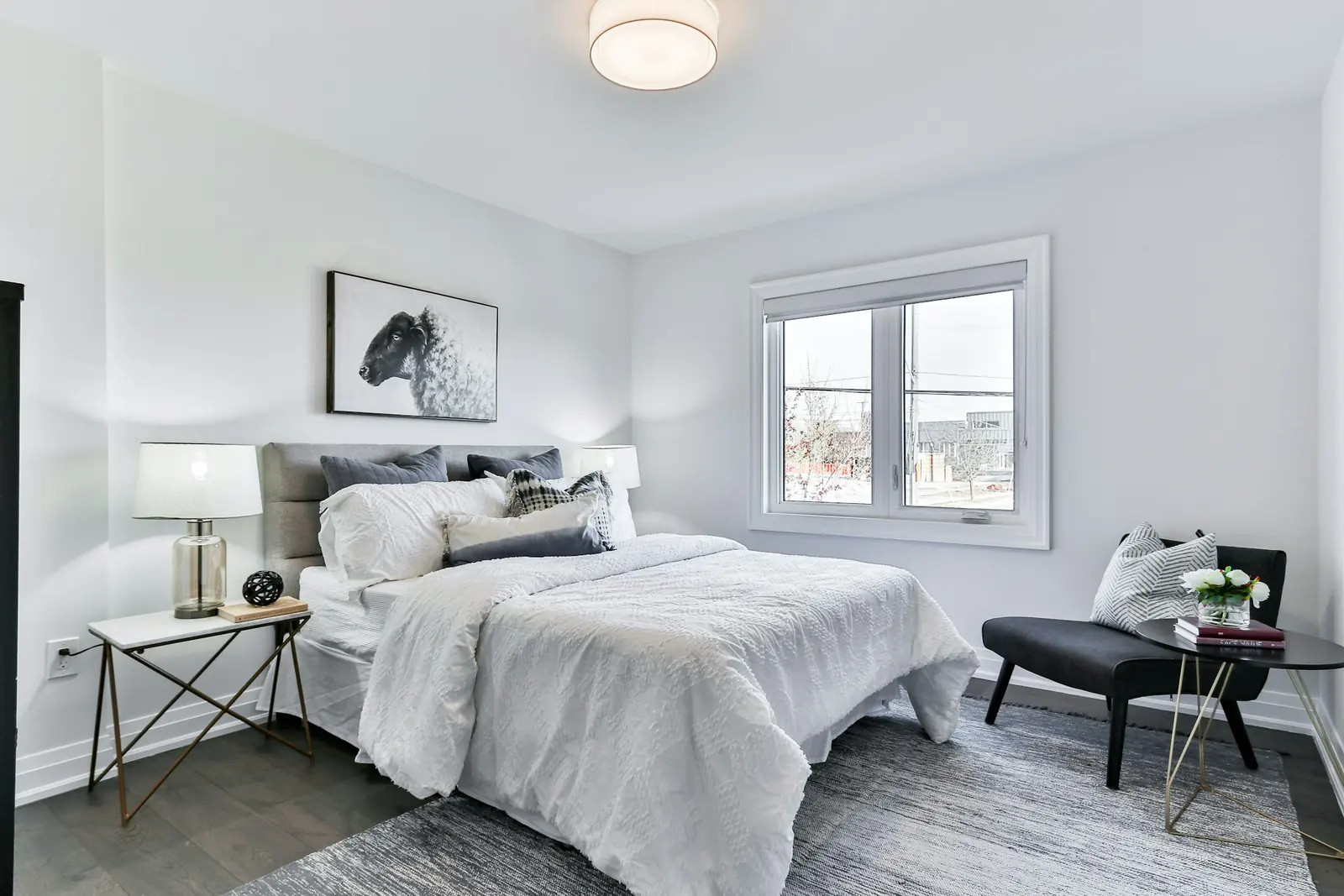 A calm, freshly made bedroom
